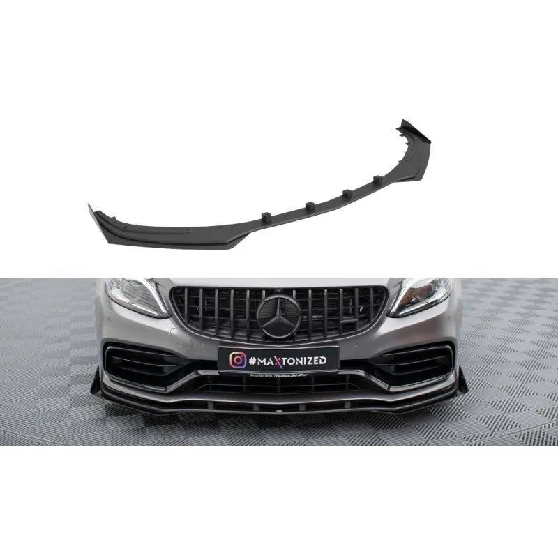 Maxton - Street Pro Lame Du Pare-Chocs Avant Mercedes-AMG C63 Sedan / Estate W205 Facelift Noir-Rouge + Rabats Brillant