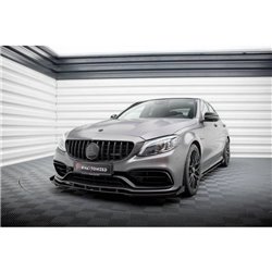 Maxton - Street Pro Lame Du Pare-Chocs Avant Mercedes-AMG C63 Sedan / Estate W205 Facelift Noir-Rouge + Rabats Brillant