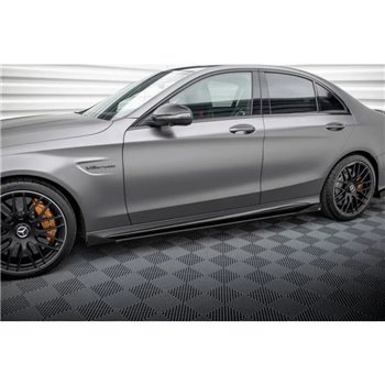 Maxton - Street Pro Rajouts Des Bas De Caisse Mercedes-AMG C63 Sedan / Estate W205 Facelift Noir-Rouge + Rabats Brillant