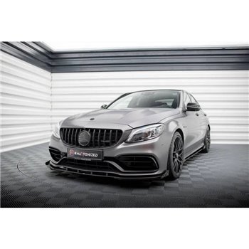 Maxton - Street Pro Lame Du Pare-Chocs Avant Mercedes-AMG C63 Sedan / Estate W205 Facelift Noir + Rabats Brillant 