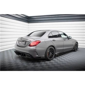 Maxton - Street Pro Lame Du Pare Chocs Arriere Mercedes-AMG C63 Sedan / Estate W205 Facelift Noir + Rabats Brillant 