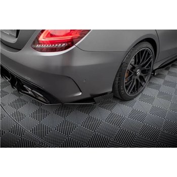 Maxton - Street Pro Lame Du Pare Chocs Arriere Mercedes-AMG C63 Sedan / Estate W205 Facelift Noir + Rabats Brillant 