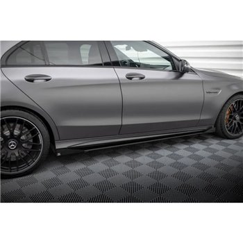 Maxton - Street Pro Rajouts Des Bas De Caisse Mercedes-AMG C63 Sedan / Estate W205 Facelift Noir + Rabats Brillant 