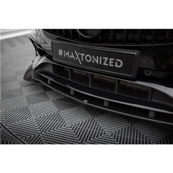 Maxton - Street Pro Lame Du Pare-Chocs Avant Mercedes-Benz A AMG-Line W176 Facelift Noir-Rouge + Rabats Brillant