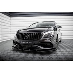 Maxton - Street Pro Lame Du Pare-Chocs Avant Mercedes-Benz A AMG-Line W176 Facelift Noir-Rouge + Rabats Brillant