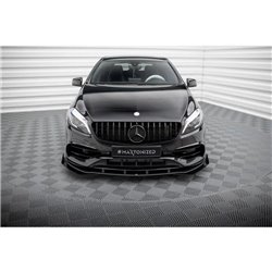 Maxton - Street Pro Lame Du Pare-Chocs Avant Mercedes-Benz A AMG-Line W176 Facelift Noir-Rouge + Rabats Brillant