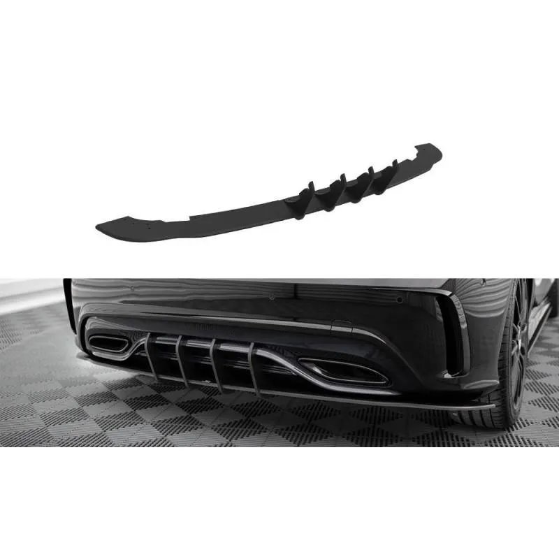 Maxton - Street Pro Central Diffuseur Arriere Mercedes-Benz A AMG-Line W176 Facelift Noir-Rouge