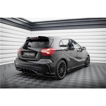 Maxton - Street Pro Central Diffuseur Arriere Mercedes-Benz A AMG-Line W176 Facelift Noir-Rouge
