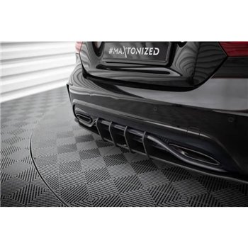 Maxton - Street Pro Central Diffuseur Arriere Mercedes-Benz A AMG-Line W176 Facelift Noir-Rouge