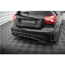 Maxton - Street Pro Lame Du Pare Chocs Arriere Mercedes-Benz A AMG-Line W176 Facelift Noir + Rabats Brillant 