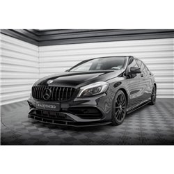 Maxton - Street Pro Lame Du Pare-Chocs Avant Mercedes-Benz A AMG-Line W176 Facelift Noir-Rouge