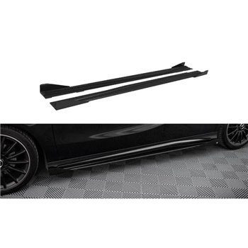 Maxton - Street Pro Rajouts Des Bas De Caisse Mercedes-Benz A AMG-Line W176 Facelift Noir + Rabats Brillant