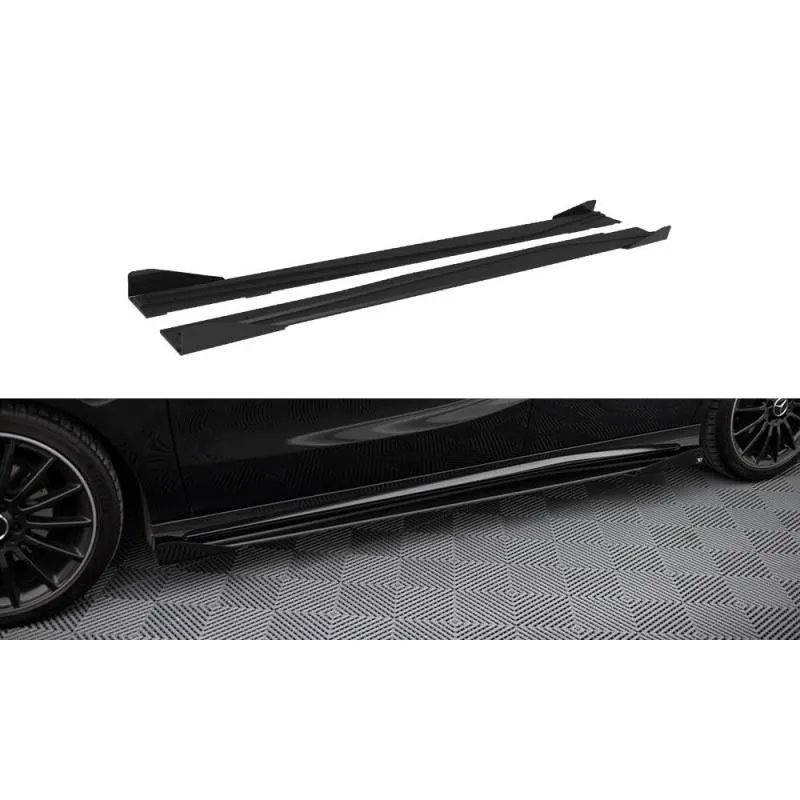 Maxton - Street Pro Rajouts Des Bas De Caisse Mercedes-Benz A AMG-Line W176 Facelift Noir-Rouge + Rabats Brillant