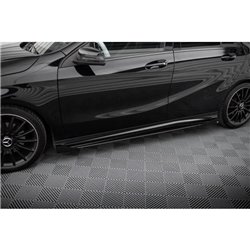 Maxton - Street Pro Rajouts Des Bas De Caisse Mercedes-Benz A AMG-Line W176 Facelift Noir-Rouge + Rabats Brillant