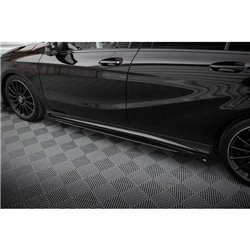 Maxton - Street Pro Rajouts Des Bas De Caisse Mercedes-Benz A AMG-Line W176 Facelift Noir-Rouge + Rabats Brillant