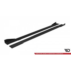 Maxton - Street Pro Rajouts Des Bas De Caisse Mercedes-Benz A AMG-Line W176 Facelift Noir-Rouge + Rabats Brillant