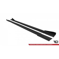 Maxton - Street Pro Rajouts Des Bas De Caisse Mercedes-Benz A AMG-Line W176 Facelift Noir-Rouge + Rabats Brillant