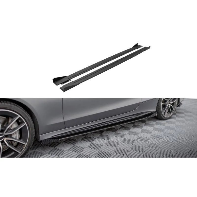 Maxton - Street Pro Rajouts Des Bas De Caisse Mercedes-AMG C43 Coupe / Cabrio C205 Facelift / A205 Facelift Noir-Rouge + Rabats 