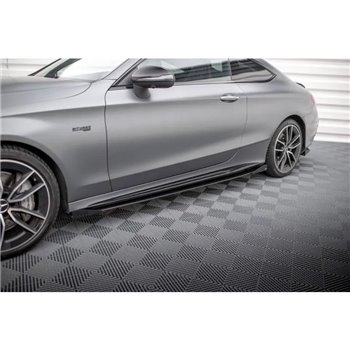 Maxton - Street Pro Rajouts Des Bas De Caisse Mercedes-AMG C43 Coupe / Cabrio C205 Facelift / A205 Facelift Noir-Rouge + Rabats 