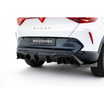 Maxton - Rajout Du Pare-Chocs Arriere V.3 + Faux Pot D'échappement Cupra Formentor Mk1 Facelift Noir Brillant \ Chrome