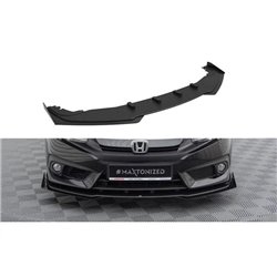 Maxton - Street Pro Lame Du Pare-Chocs Avant Honda Civic Sedan Mk10 Noir-Rouge + Rabats Brillant