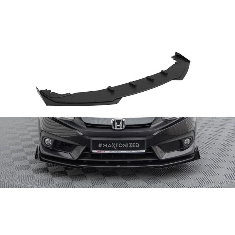Maxton - Street Pro Lame Du Pare-Chocs Avant Honda Civic Sedan Mk10 Noir-Rouge + Rabats Brillant