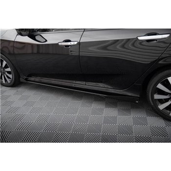 Maxton - Street Pro Rajouts Des Bas De Caisse Honda Civic Mk10 Noir + Rabats Brillant 