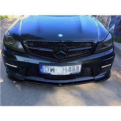 Maxton - LAME DU PARE-CHOCS AVANT / SPLITTER MERCEDES-BENZ AMG C63 W204 FACELIFT Noir Texturé Mat