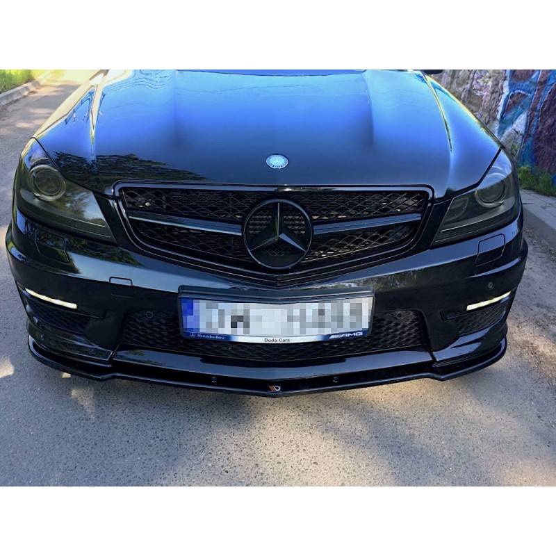 Maxton - LAME DU PARE-CHOCS AVANT / SPLITTER MERCEDES-BENZ AMG C63 W204 FACELIFT Noir Texturé Mat
