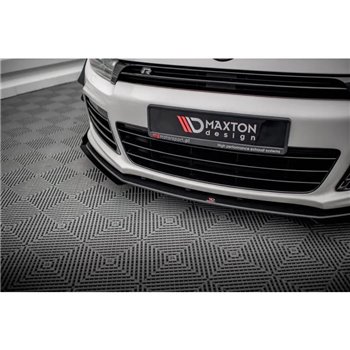 Maxton - Street Pro Lame Du Pare-Chocs Avant Volkswagen Scirocco R Mk3 Noir-Rouge + Rabats Brillant