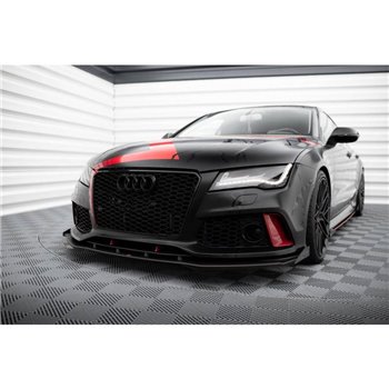 Maxton - Street Pro Lame Du Pare-Chocs Avant Audi A7 RS7 Look C7 Noir-Rouge + Rabats Brillant