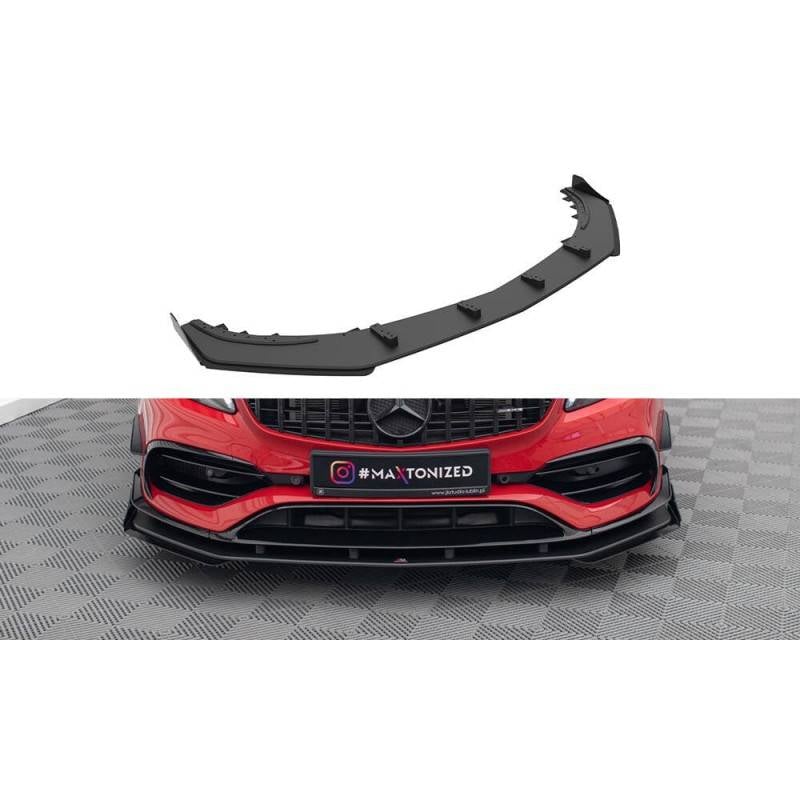 Maxton - Street Pro Lame Du Pare-Chocs Avant Mercedes-Benz A 45 AMG Aero W176 Facelift Noir + Rabats Brillant
