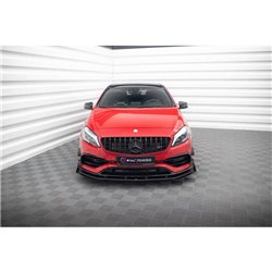 Maxton - Street Pro Lame Du Pare-Chocs Avant Mercedes-Benz A 45 AMG Aero W176 Facelift Noir + Rabats Brillant 