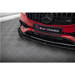 Maxton - Street Pro Lame Du Pare-Chocs Avant Mercedes-Benz A 45 AMG Aero W176 Facelift Noir + Rabats Brillant 