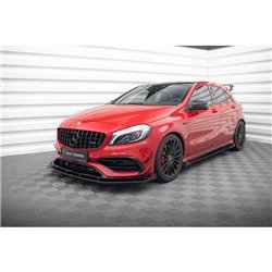 Maxton - Street Pro Lame Du Pare-Chocs Avant Mercedes-Benz A 45 AMG Aero W176 Facelift Noir + Rabats Brillant 