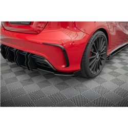 Maxton - Street Pro Lame Du Pare Chocs Arriere Mercedes-Benz A 45 AMG W176 Facelift Noir-Rouge + Rabats Brillant