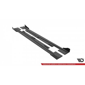 Maxton - Street Pro Rajouts Des Bas De Caisse Mercedes-Benz A 45 AMG W176 Facelift Noir-Rouge + Rabats Brillant