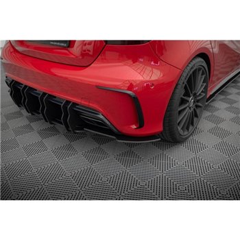 Maxton - Street Pro Lame Du Pare Chocs Arriere Mercedes-Benz A 45 AMG W176 Facelift Noir-Rouge