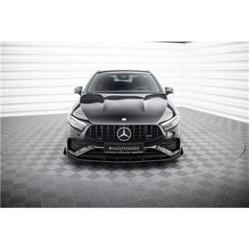 Maxton - Street Pro Lame Du Pare-Chocs Avant Mercedes-AMG A35 W177 Facelift Noir + Rabats Brillant 