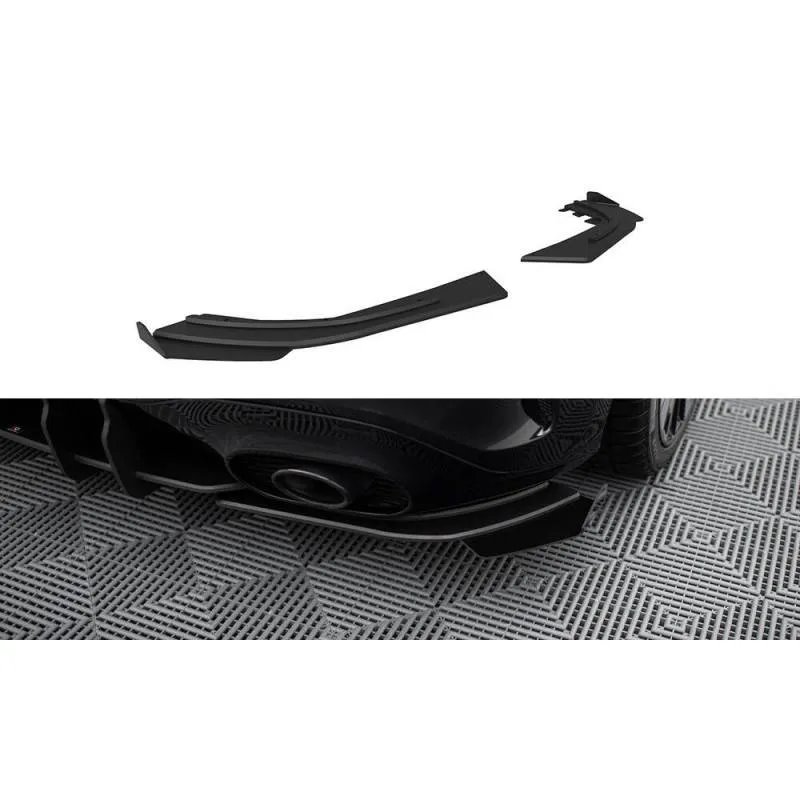 Maxton - Street Pro Lame Du Pare Chocs Arriere Mercedes-AMG A35 Hatchback W177 Noir-Rouge + Rabats Brillant