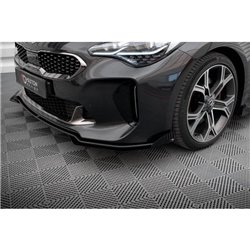 Maxton - Street Pro Lame Du Pare-Chocs Avant Kia Stinger GT / GT-Line / Standard Mk1 Noir-Rouge + Rabats Brillant