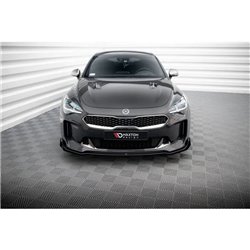 Maxton - Street Pro Lame Du Pare-Chocs Avant Kia Stinger GT / GT-Line / Standard Mk1 Noir-Rouge + Rabats Brillant