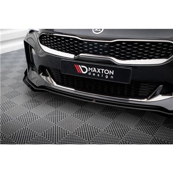 Maxton - Street Pro Lame Du Pare-Chocs Avant Kia Stinger GT / GT-Line / Standard Mk1 Noir-Rouge + Rabats Brillant