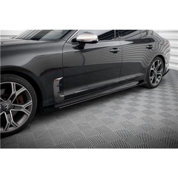 Maxton - Street Pro Rajouts Des Bas De Caisse Kia Stinger GT / GT-Line / Standard Mk1 Noir + Rabats Brillant 