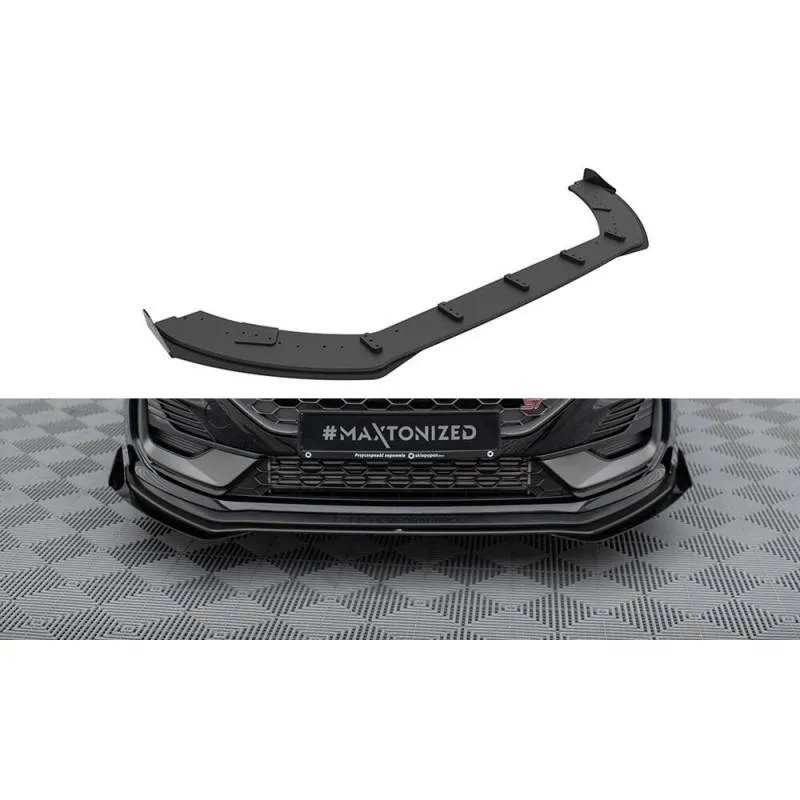 Maxton - Street Pro Lame Du Pare-Chocs Avant Ford Fiesta ST Mk8 Facelift Noir-Rouge + Rabats Brillant