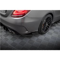 Maxton - Street Pro Lame Du Pare Chocs Arriere Mercedes-AMG C63 Sedan / Estate W205 Facelift Noir-Rouge + Rabats Brillant