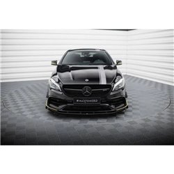 Maxton - Street Pro Lame Du Pare-Chocs Avant Mercedes-AMG CLA 45 Aero C117 Facelift Noir + Rabats Brillant 