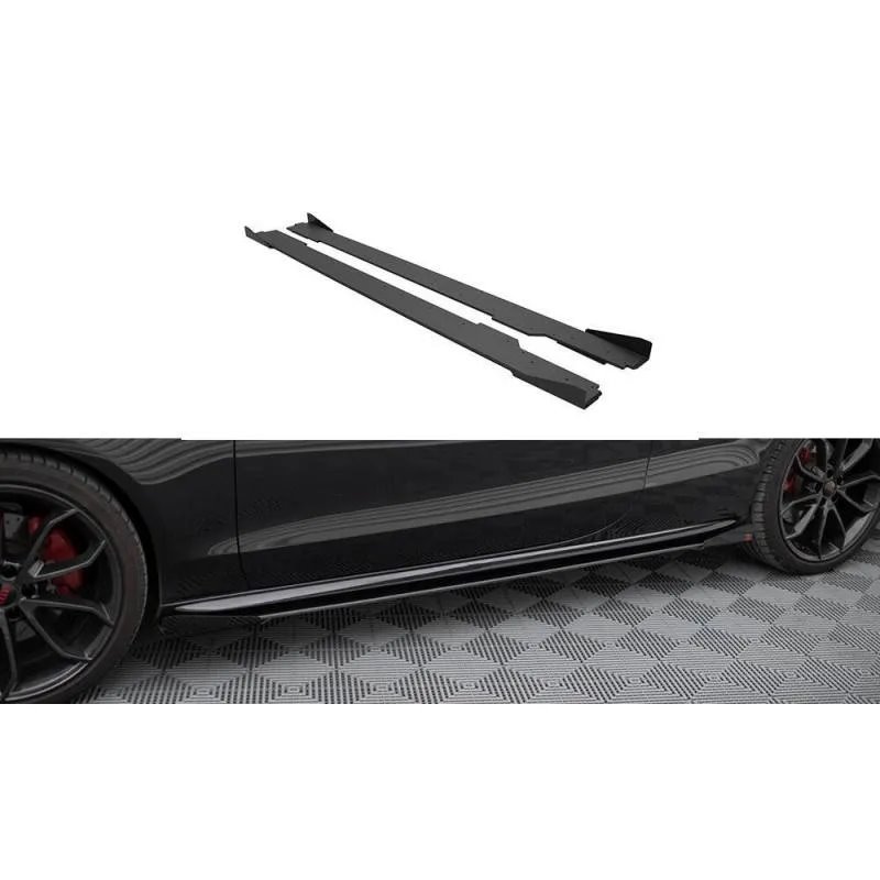 Maxton - Street Pro Rajouts Des Bas De Caisse Audi A5 / A5 S-Line / S5 Coupe / Cabrio 8T / 8T Facelift Noir + Rabats Brillant