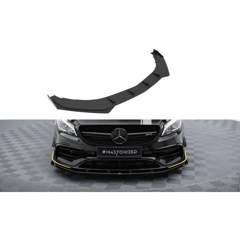Maxton - Street Pro Lame Du Pare-Chocs Avant Mercedes-AMG CLA 45 Aero C117 Facelift Noir-Rouge + Rabats Brillant
