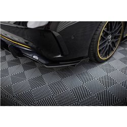 Maxton - Street Pro Lame Du Pare Chocs Arriere Mercedes-AMG CLA 45 C117 Facelift Noir + Rabats Brillant 